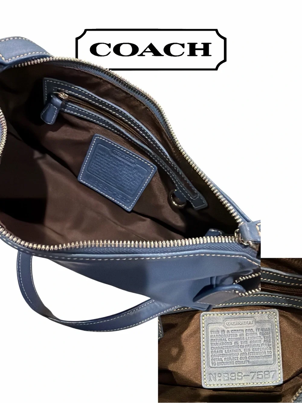 Coach VINTAGE Hampton Demi Blue Leather Shoulder Bag